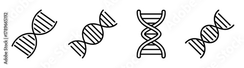 Dna molecule double helix structure icons set. genetic symbol.
