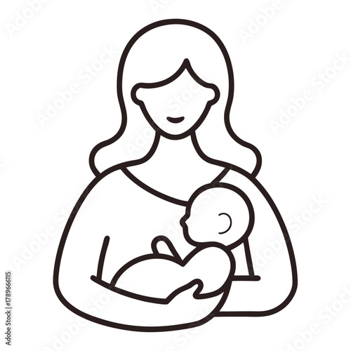 A mother tenderly holding her baby vector on white background.