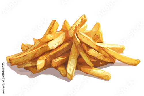 Pile of Golden French Fries Potato Chips Vector Illustration