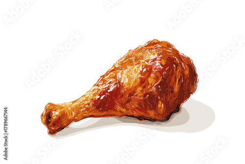 Roasted Chicken Drumstick Barbecue Meat Vector Illustration