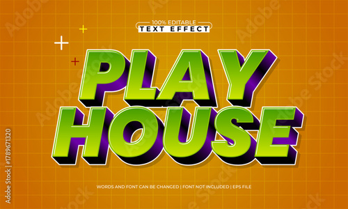 play house editable cartoon text effect for kids play poster