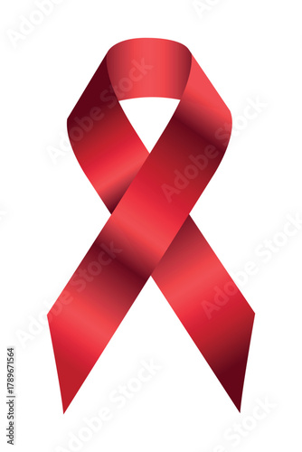 Red ribbon symbol of AIDS/HIV, Heart Diseases, Burn Victims, Haemophilia, Substance Abuse, Tuberculosis, Wolff-Parkinson-White Syndrome. Red ribbon, cancer awareness symbol. Vector
