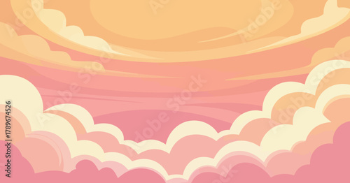 This image showcases a serene sunset sky filled with soft, pastel-colored clouds, creating a calming atmosphere that evokes feelings of tranquility and peace.