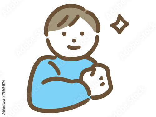 頼りがいのある強そうな私服の若い男性(上半身)