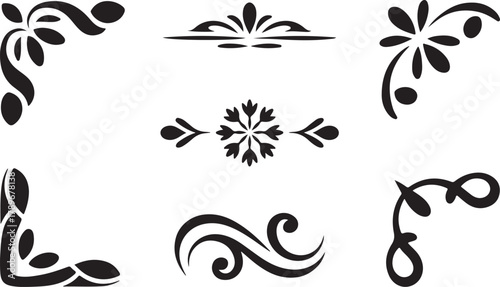 Vintage Style Flourish Dividers and Ornaments with Floral Motifs