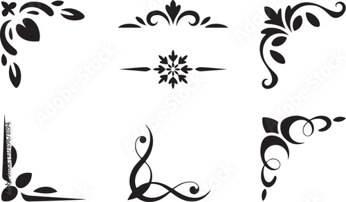 Elegant Flourish Borders and Corners with Swirls for Decoration and Framing