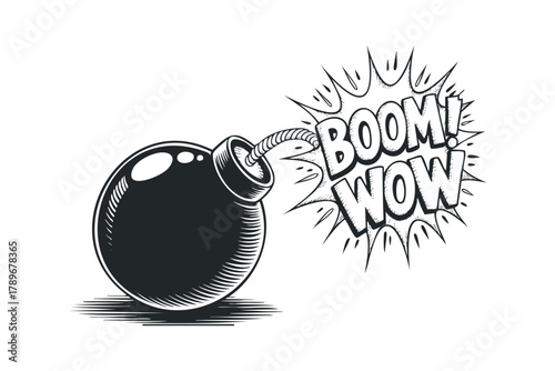 Explosion comic boom wow text effect