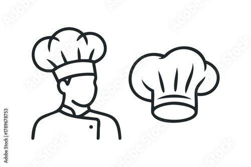 Chef hat icon and stylized chef outline