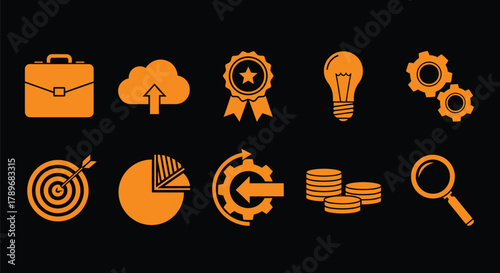 Business strategy icons vector illustration for marketing concept