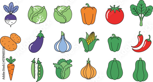 Vector illustration of fresh vegetables for healthy eating concept
