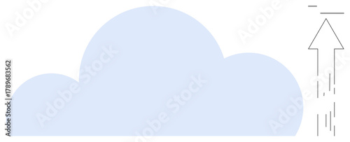 Light blue cloud with a sketched upward arrow symbolizing technology, progress, data storage, and innovation. Ideal for technology, cloud computing, progress, growth, business strategy digital