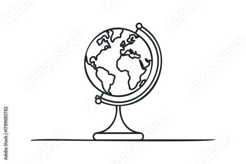 Outline Globe on Stand with Continent Shapes