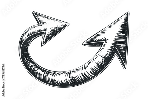 Curving arrows sign indicating direction change