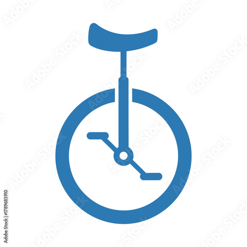 Blue unicycle clock icon time
