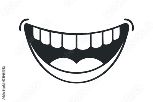 Exaggerated smile with visible teeth and tongue