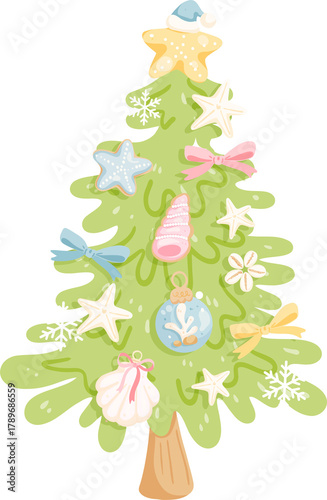 Pastel Christmas Tree Illustration
