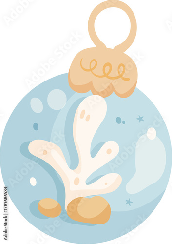 Blue Coastal Christmas Ornament Illustration