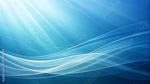 Abstract blue gradient background with smooth light lines.