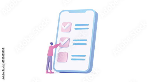 Modern smartphone screen displaying a digital checklist with interactive checkboxes and progress indicators for task management and productivity