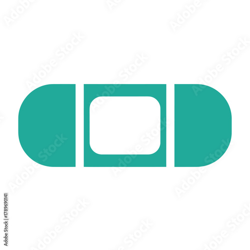 Teal bandage with white center medical injury
