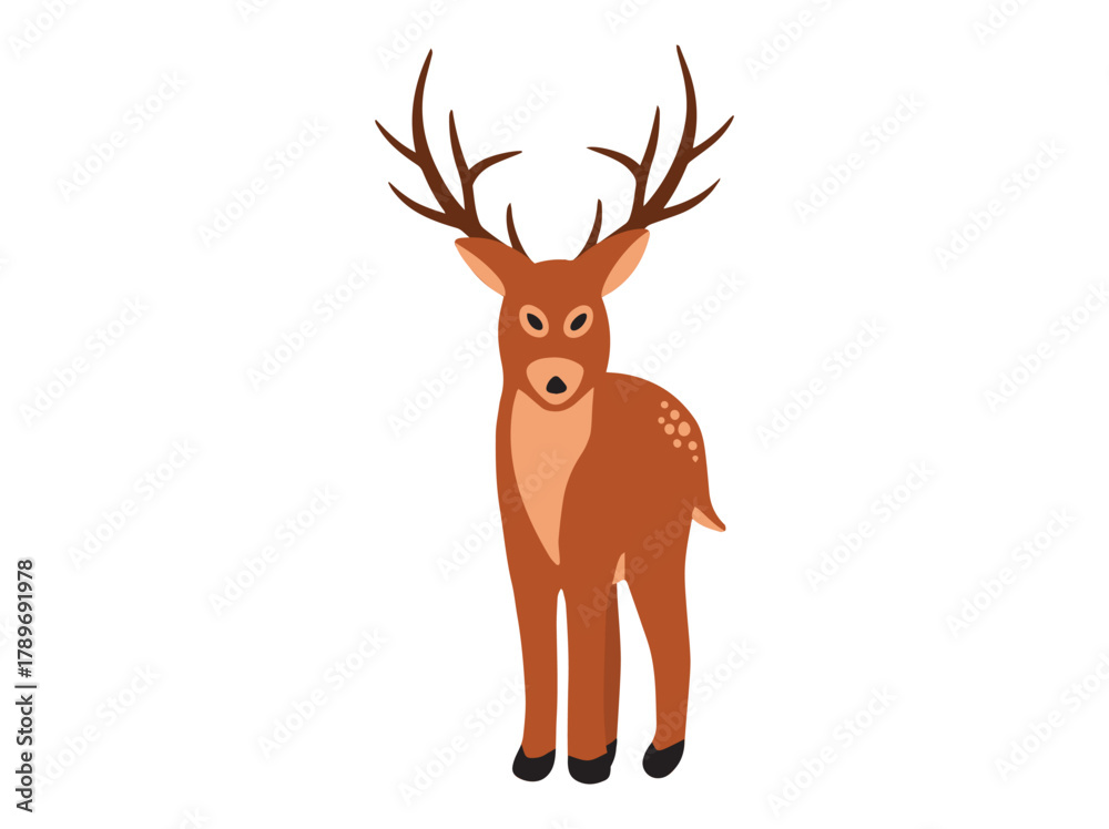 Obraz premium Deer Cartoon Merry Christmas Illustration 
