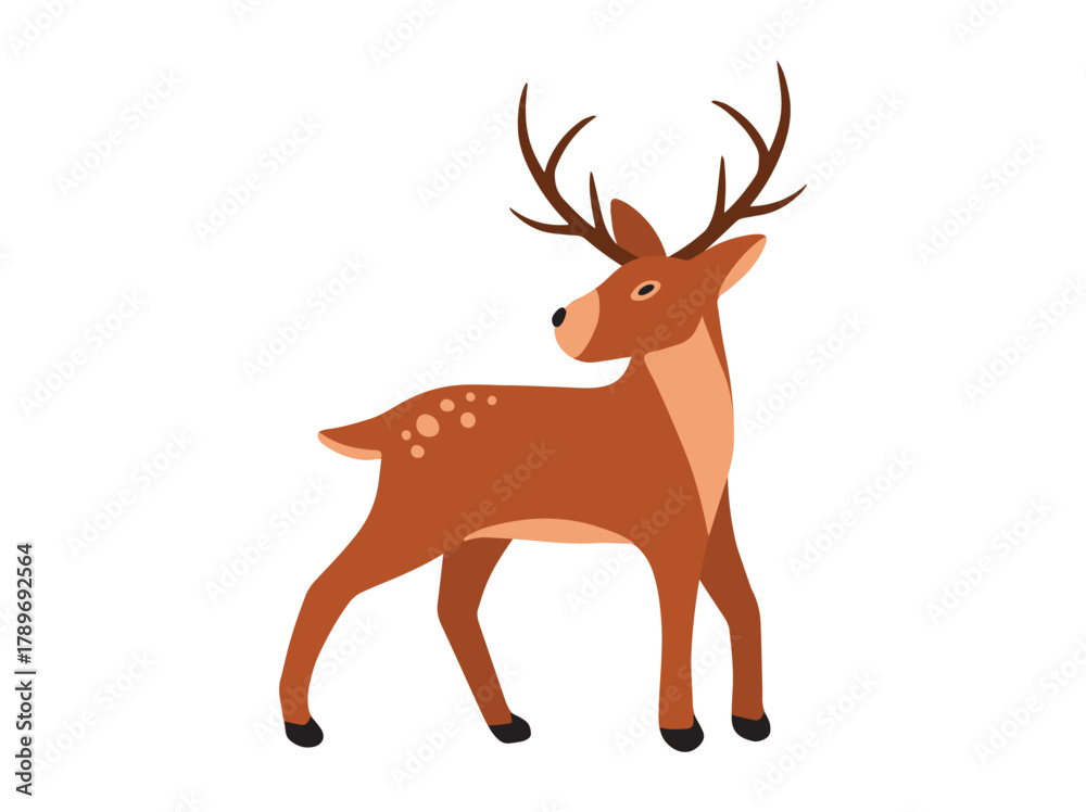 Fototapeta premium Cute Deer Cartoon Christmas Illustration 