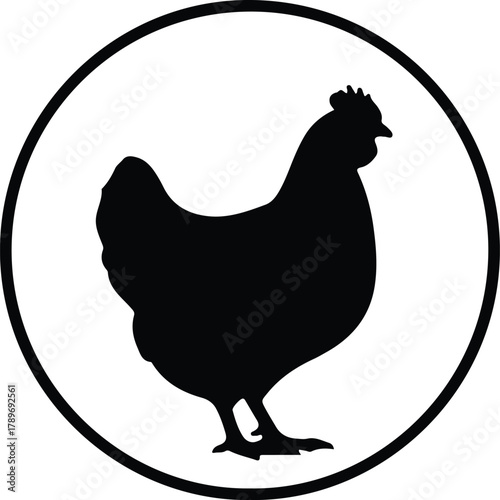 Illustration of a hen inside a circle silhouette vector