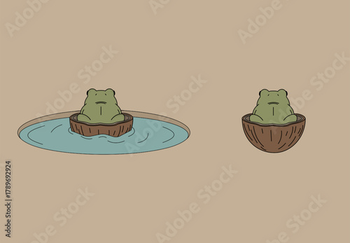 Frog in coconut Shel