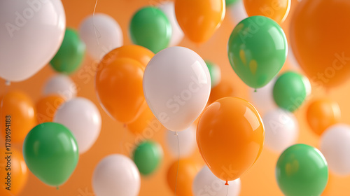 Indian Tricolour Balloons Floating on Soft Background for Republic Day and Independence Day