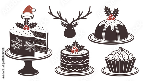 Festive Christmas treats silhouette perfect for holiday celebrations and winter season designs