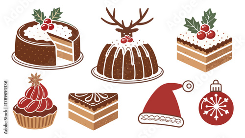 Festive holiday treats and decorations silhouette collection for joyful seasonal celebrations