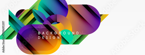 Abstract colorful shapes overlap, creating dynamic background. Gradient hues blend, offering modern visual experience.