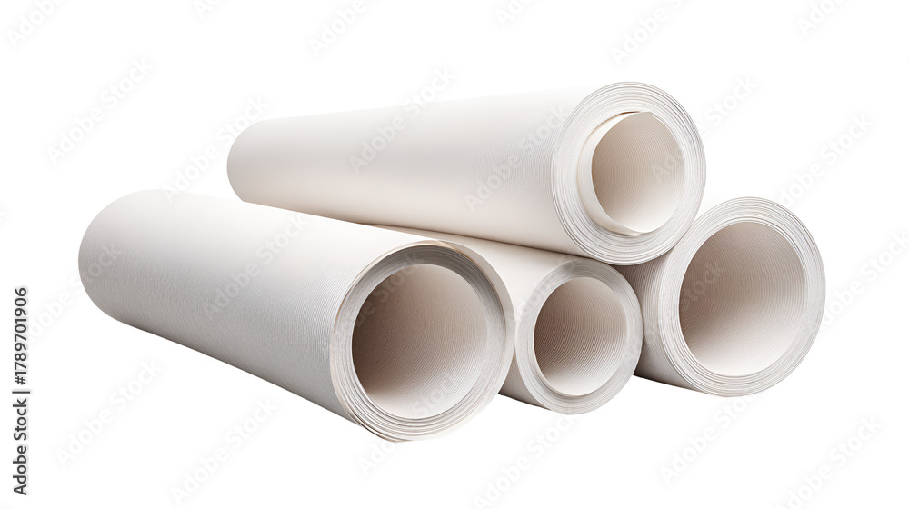 Fototapeta premium Stack of white ceramic pipes or tubes arranged in a pile on a black background
