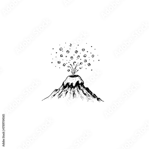 Volcano eruption drawing sketch illustration vector image of natural disaster and geological activity scene art