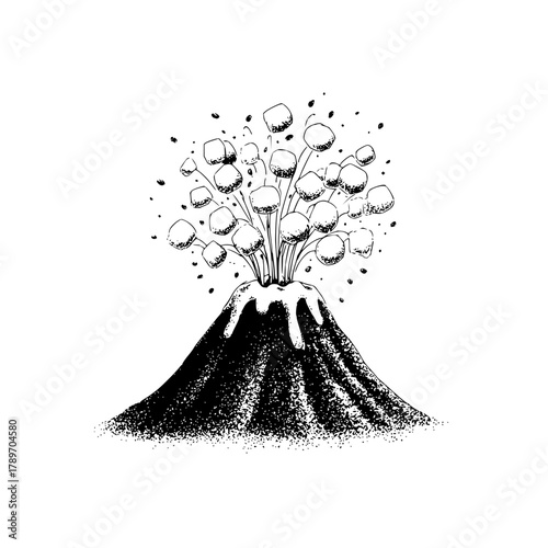 Marshmallow volcano eruption drawing illustration sketch dessert sweet food confectionery graphic design art 100