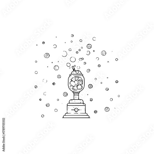 Vintage gumball machine vector illustration with bubbles and retro design for candy lovers and collectors