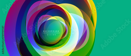 Abstract colorful swirls create dynamic visual effect. Bright hues blend, forming circular pattern. Background design suggests energy, movement.