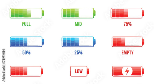 Battery Icon Low Energy Level Symbol in Red Gradient Design