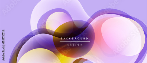 Abstract fluid shapes overlap, creating soft purple, orange hues. Modern design features text background design centrally placed.