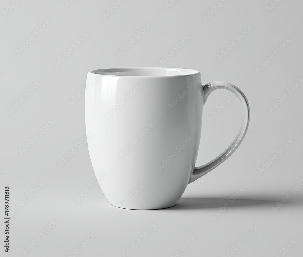 Obraz premium A plain white mug, smooth and round