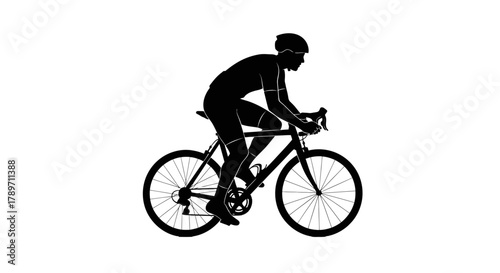 Dynamic cyclist silhouette riding for fitness and freedom, ideal for sports branding, cycling events, and active lifestyle campaigns. Sleek, modern design.