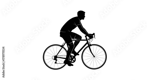 Dynamic silhouette of cyclist riding road bike for fitness, adventure, and competition, perfect for sports marketing or healthy lifestyle campaign visuals