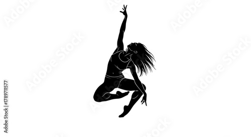 Dynamic silhouette of a dancer in graceful motion, capturing the essence of freedom and artistic expression, perfect for inspiring creativity