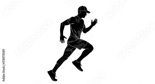 Dynamic male runner silhouetted in action, capturing speed and determination for fitness and sports campaigns