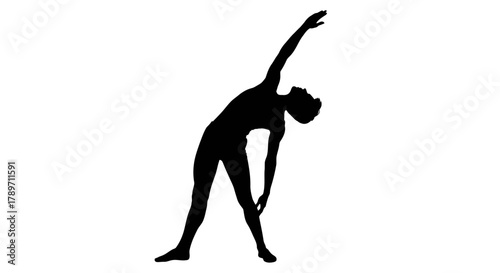 Silhouette of woman stretching in graceful yoga pose for wellness and flexibility, perfect for health and fitness campaigns or mindful lifestyle content
