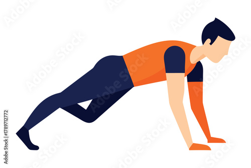 Man doing a plank exercise on a white background