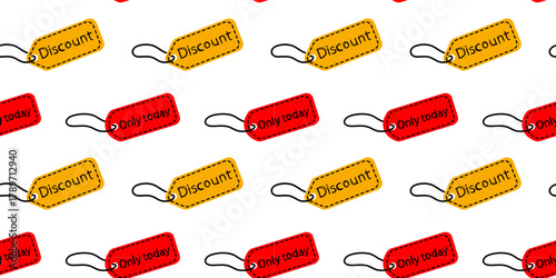 Bright discount tags showcasing special offers available today for shoppers looking for great deals in a retail environment