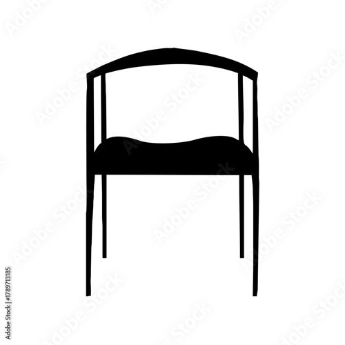 Black metal folding office chairs and stools set, isolated interior design furniture objects