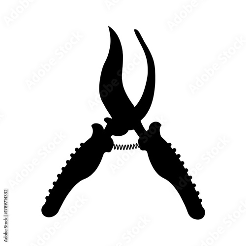 Closeup of a Swiss Army knife metal corkscrew and bottle opener tool isolated on white