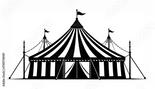 Minimal circus tent silhouette with simple geometric shapes